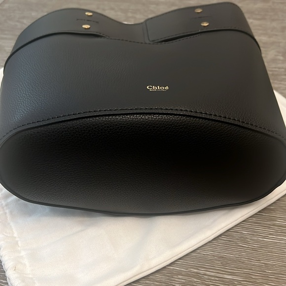 CHLOE Smooth Grained Calfskin Medium Aby Tote Black - Picture 8 of 12